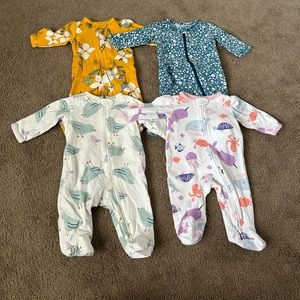 Carters 0-3 Months Birds and Floral Sleepers EUC